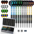Darts 24g Steel Tip Darts Set 12 Pack – Professional Darts Metal tip Aluminum Shafts with Dart Sharpener, Darts