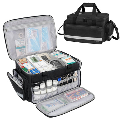 Medical Bag, Medical Equipment Case Empty, Large Home Health Nurse Bag with Shoulder Strap, Medication First Aid