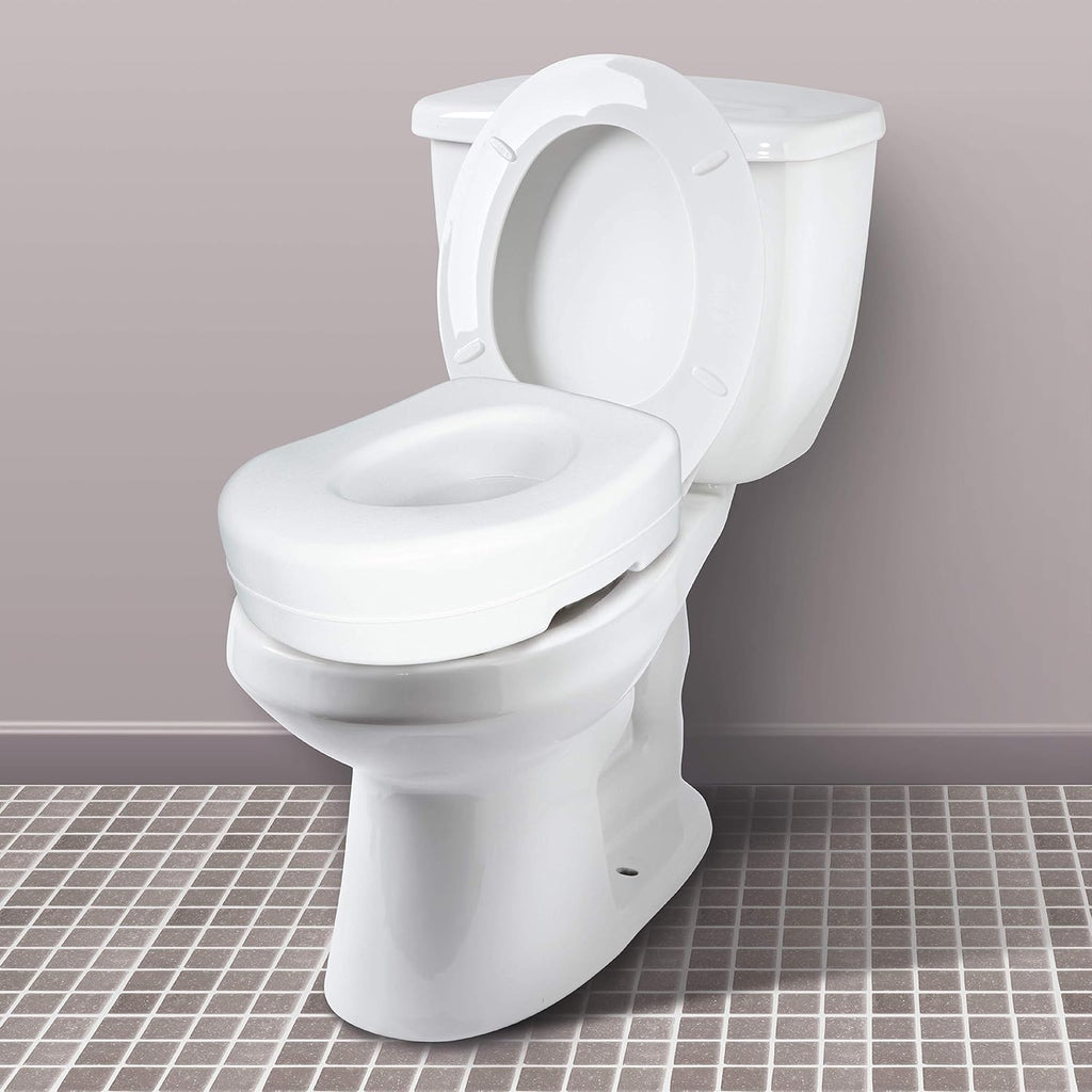 Toilet Seat Riser, Adds 5 Inches of Height, Elevated and Raised Toilet Seat with 300 lbs Capacity, Standard Riser for