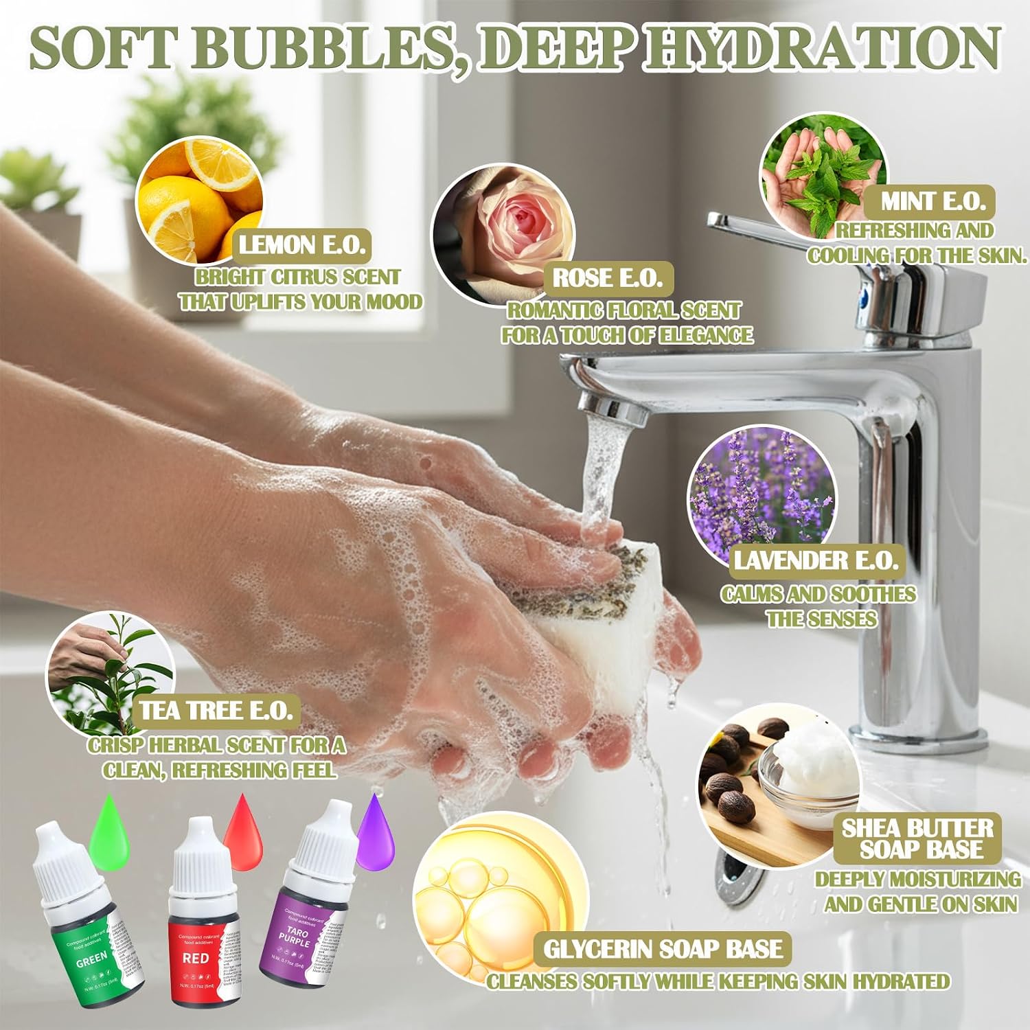 Soap Making Kit, Soap Making Kit for Adults - Shea Butter Glycerin Melt and Pour Soap Base, Molds, Dye, Fragrances