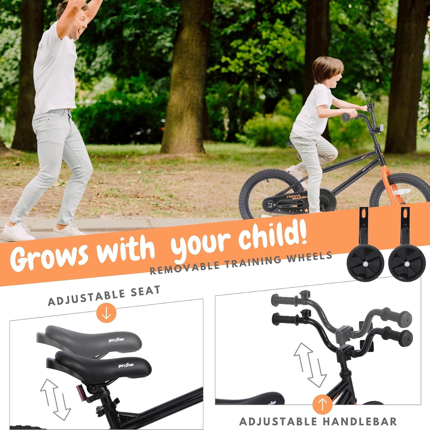 Kids Bike with Training Wheels, BMX Bicycle with Pedals for 2-4 Year Old Boys Girls, Birthday Gift