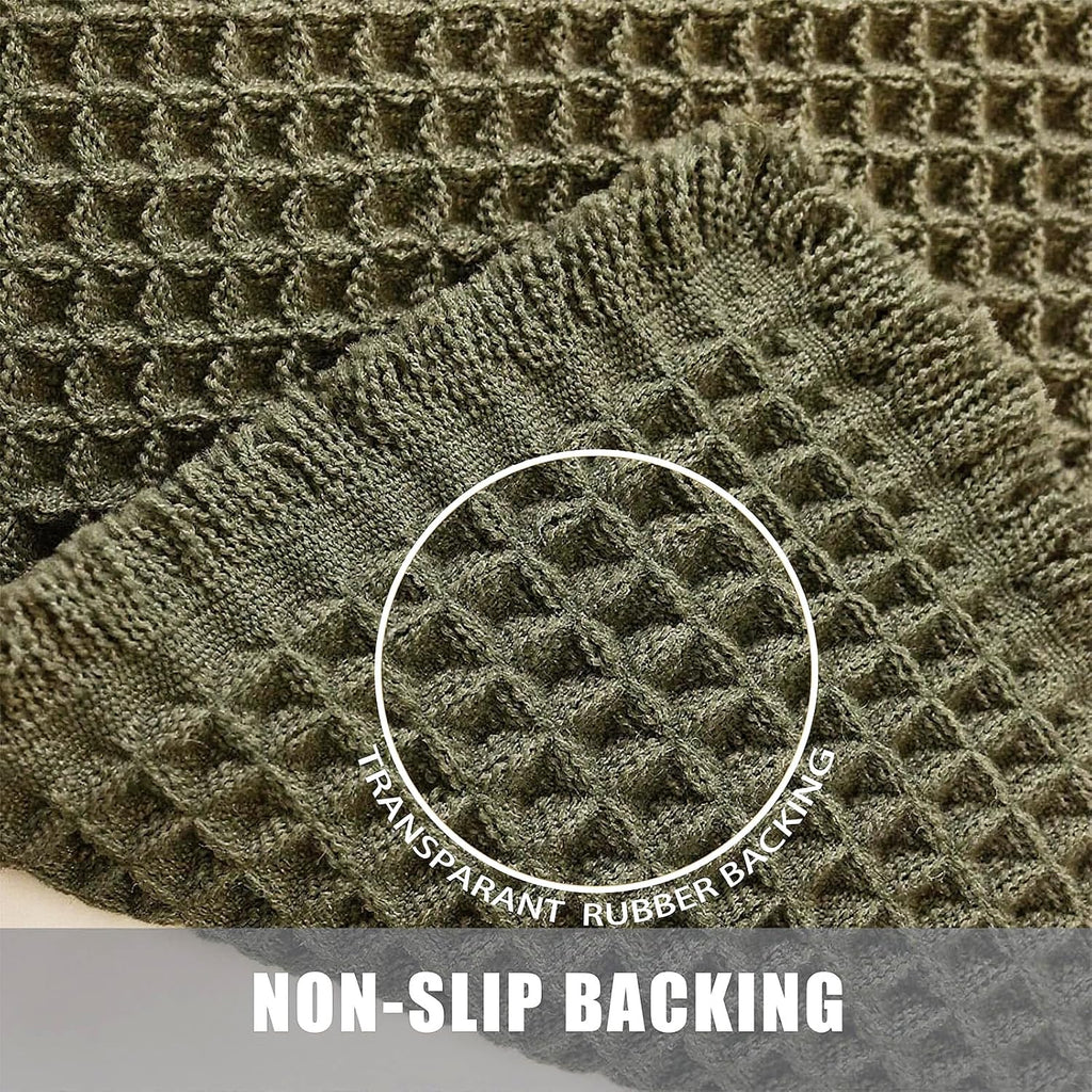 Set of 2 Waffle Bathroom Rugs, Non Slip Absorbent Waffle Knit Bath Mat for Shower Floor, Tub and Bathroom Door, Ultra