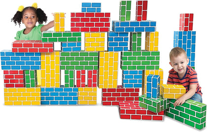 Heavy-Duty Cardboard Building Blocks – 40-Piece Set, Supports 150 lbs – Easy-to-Clean, Sturdy, Colorful – Large