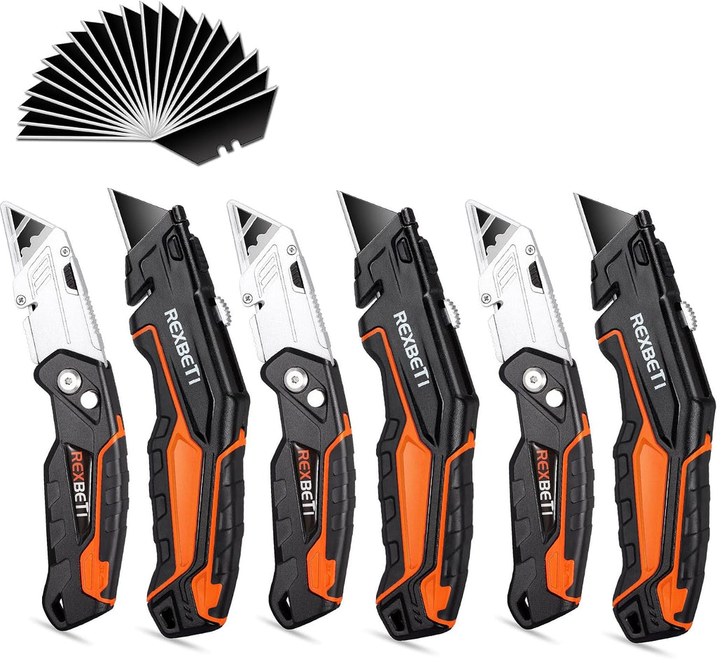 Box Cutter 6-Pack, Utility Knife with Blade Storage, 44 Blades