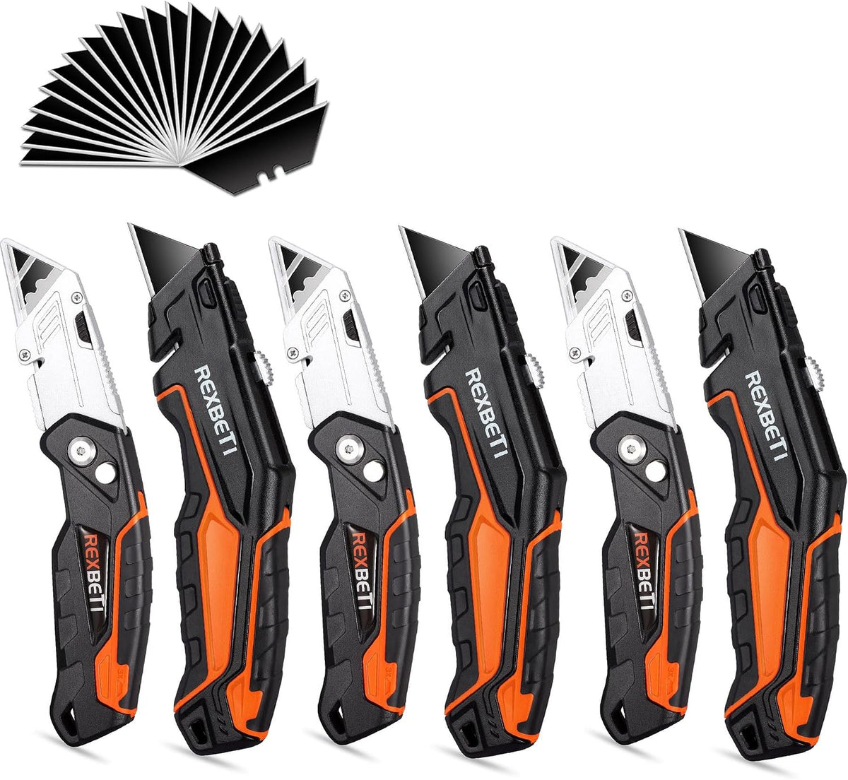 Box Cutter 6-Pack, Utility Knife with Blade Storage, 44 Blades