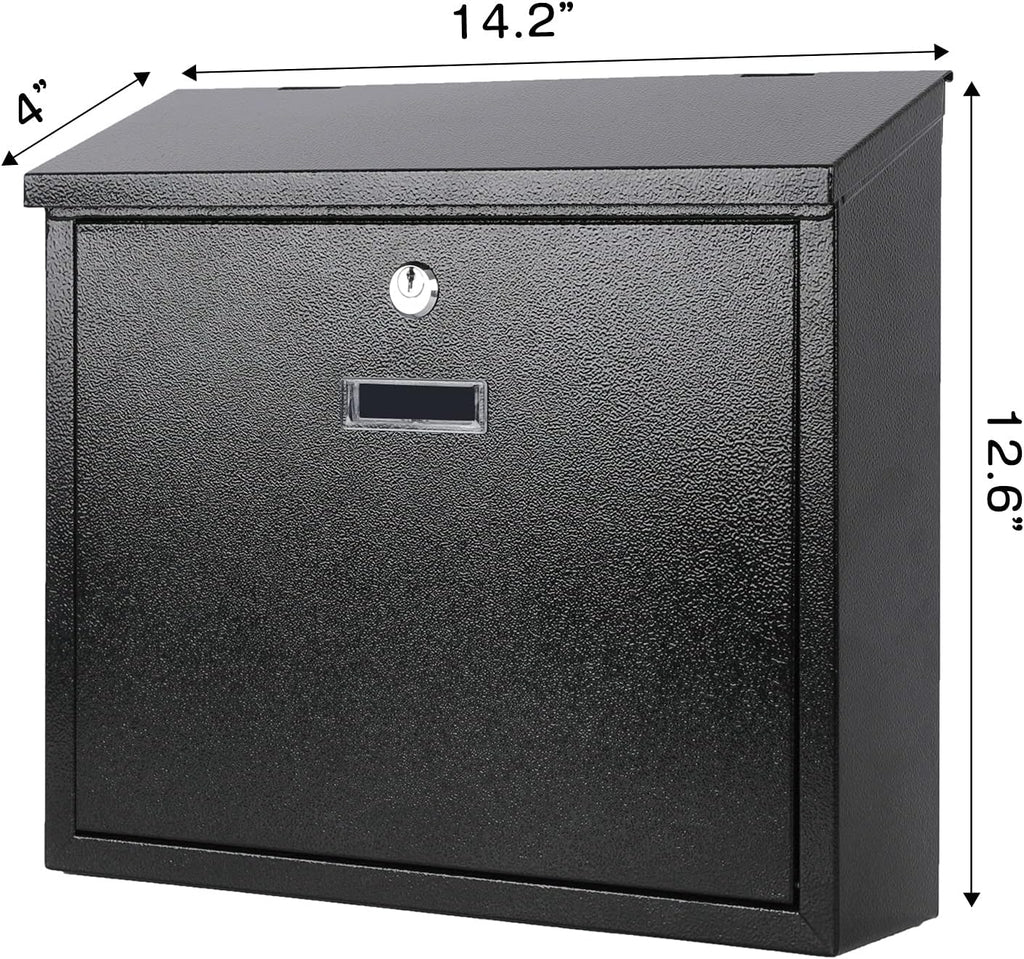 Mail Boxes with Key Lock,Locking Mailbox Wall Mounted,Security Mailbox with Lock and Key,Large Capacity,Steel Cover