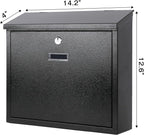 Mail Boxes with Key Lock,Locking Mailbox Wall Mounted,Security Mailbox with Lock and Key,Large Capacity,Steel Cover