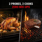 600FT Wireless Meat Thermometer for Cooking with 2 Thinner Probes