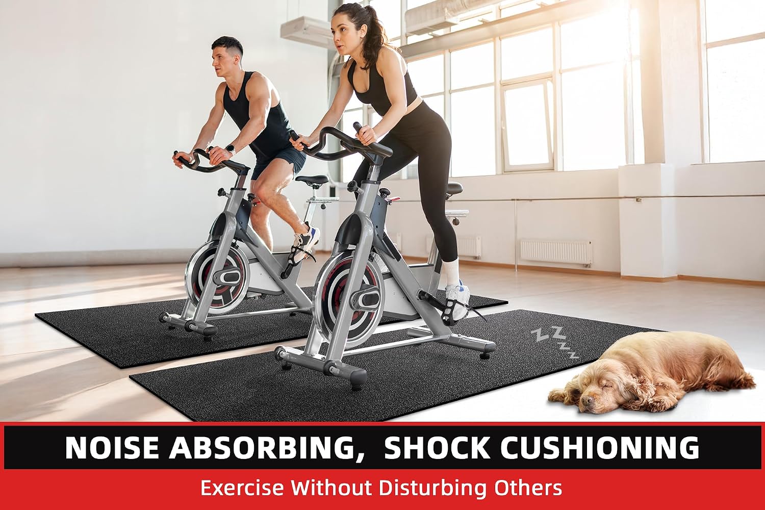 Treadmill Mat for Hardwood Floor Carpet 7'x3'/6'x3'/6'x2.5'/4'x2' | 6mm Thick Exercise Equipment Gym Mat, Compatible