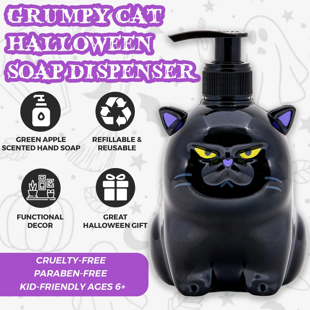 Halloween Grumpy Cat Soap Dispenser, Green Apple Scent