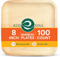 8 Inch Disposable Bamboo Plates (100 Pack, Square)