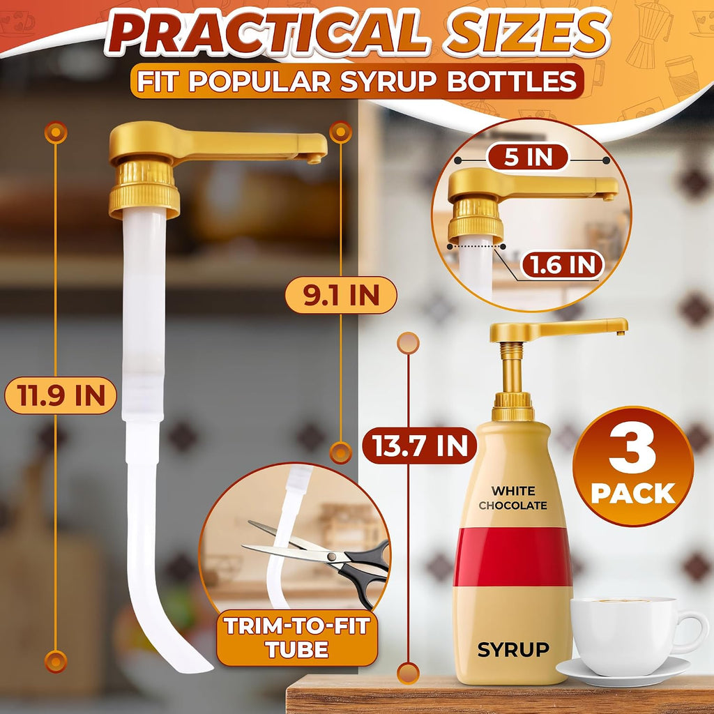 3 Pcs Sauce Pumps, Compatible with Torani, Davinci & Ghirardelli