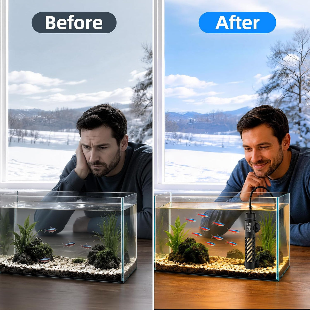 Thermostatic Betta Aquarium Heater: 25W for 1-5 Gal - Preset 78°F