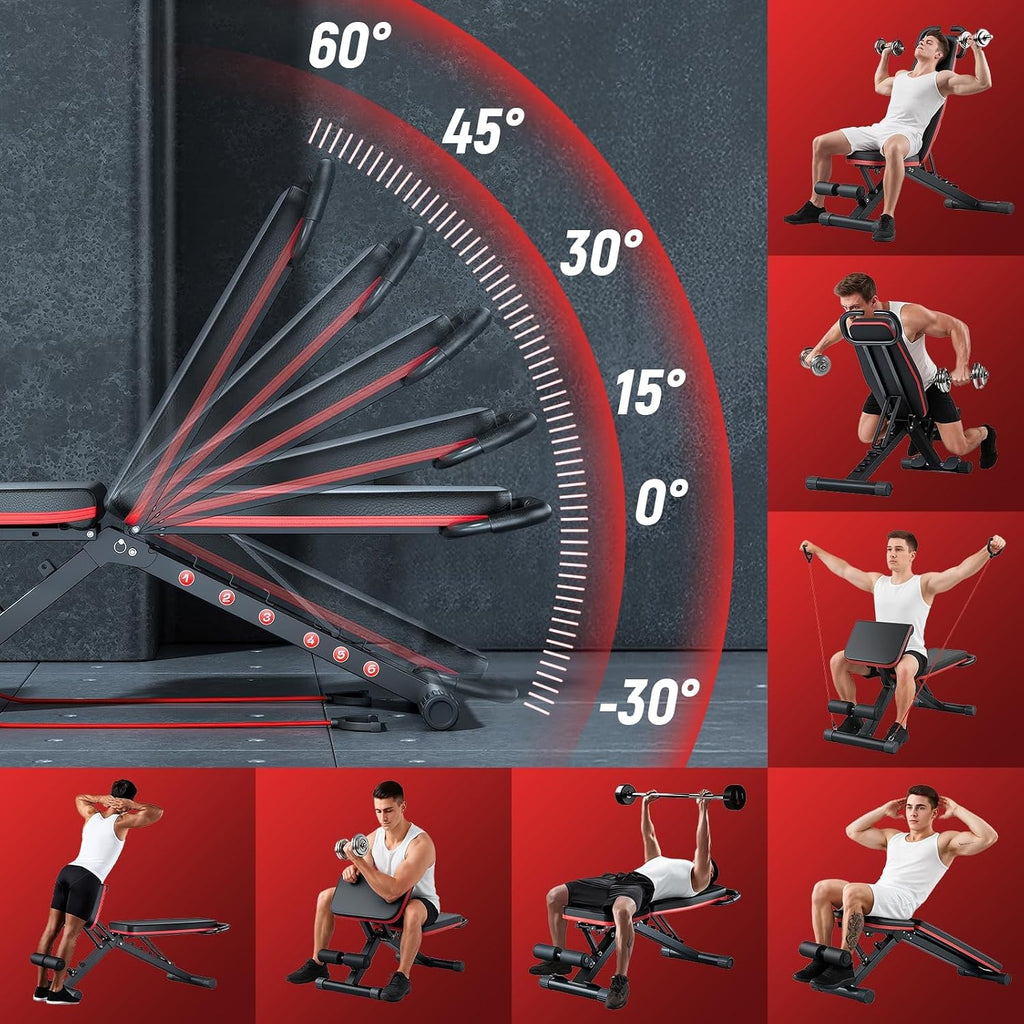 2026 Adjustable Weight Bench - 1000LBS Foldable Workout Bench for Home Gym | Leg Extension, Foldable Incline Decline
