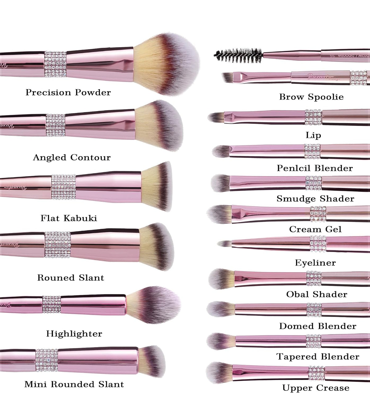 16Pcs Professional Makeup Brushes Set with Elegant Holder