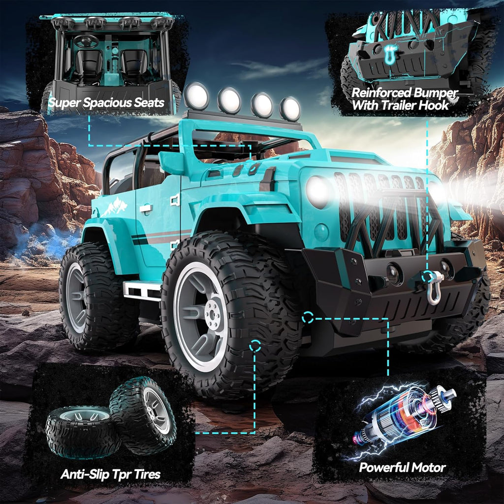 Remote Control Car with Fog Mist & Music, 1:16 Remote Control Truck for Boys, 2.4Ghz RC Car Toy with 2 Batteries, All