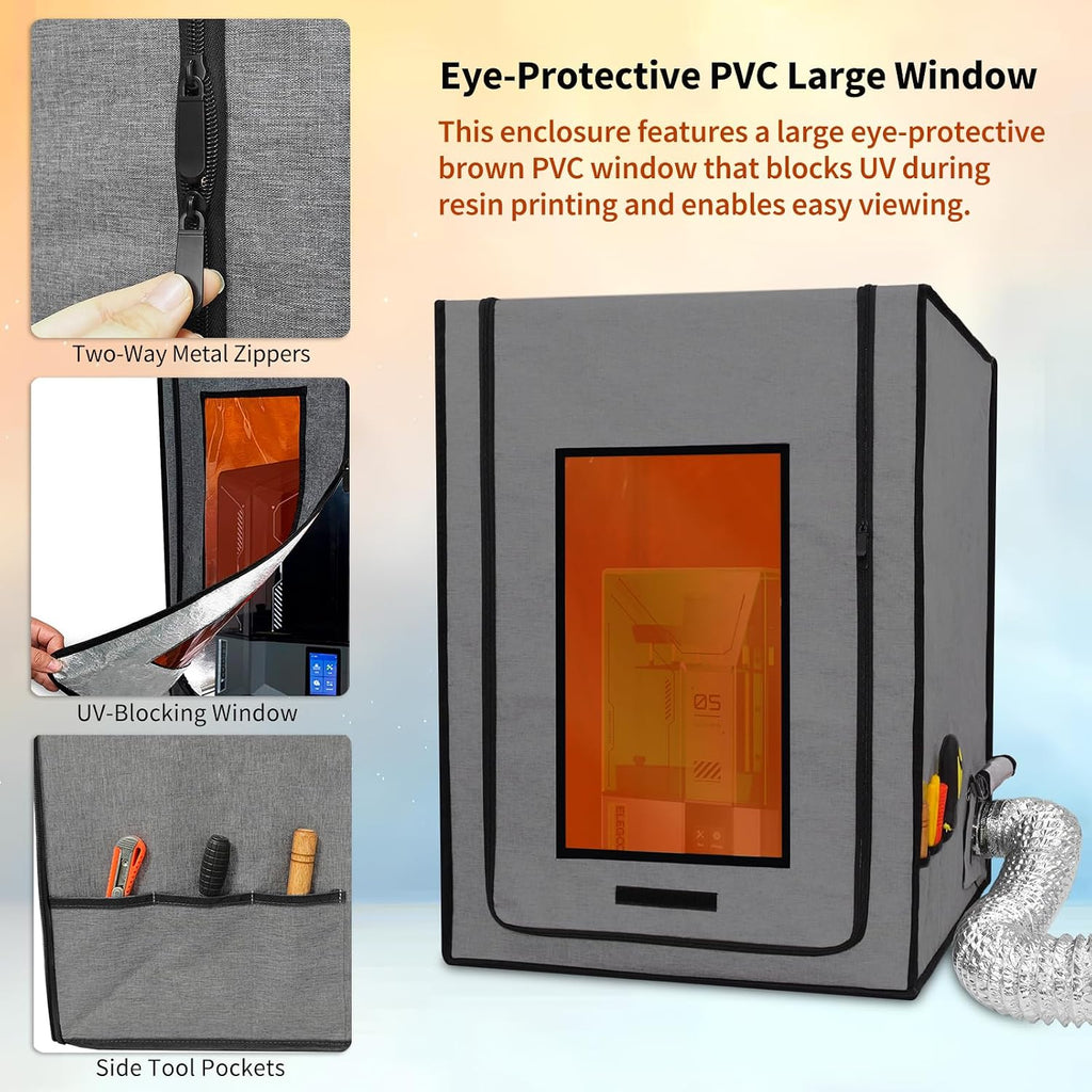 Resin 3D Printer Enclosure with Ventilation, 3D Printer Vented Enclosure Tent Cover Eliminate Odors Dustproof Isolate