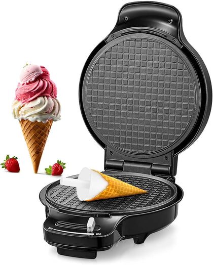 Waffle Cone Maker Machine and Ice Cream Bowl Maker with Temperature Control, Double Side Nonstick Waffle Bowl Maker