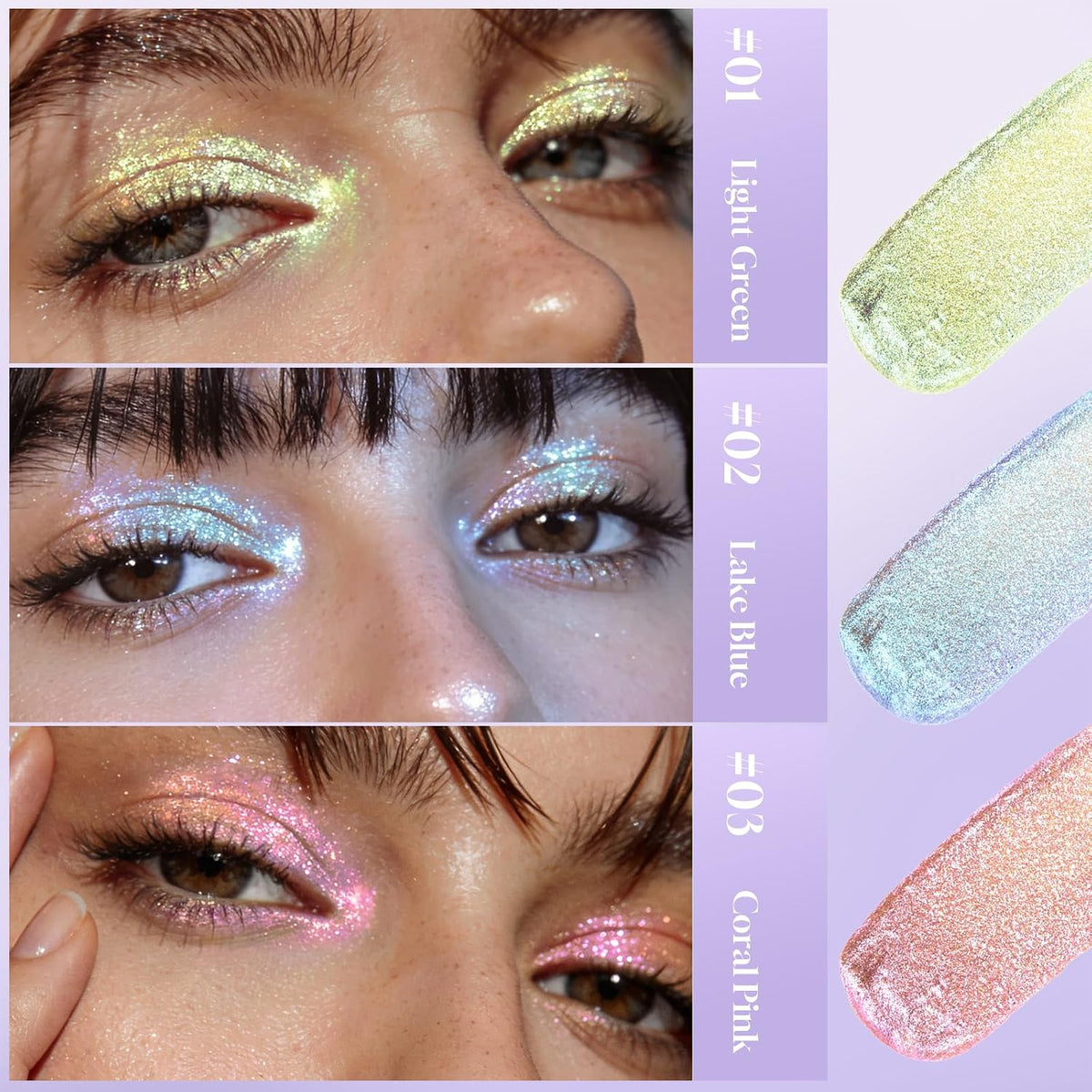 Holographic Duochrome Glitter Eyeshadow, Metallic Shimmer Liquid Eyeshadow Inner Corner Eye Brightener Highlighter