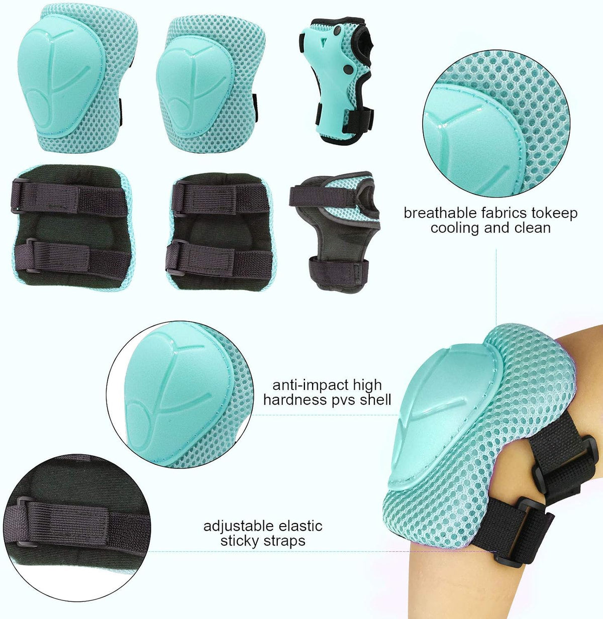 Kids Bike Skateboard Helmet Pad Set,Toddler Cyling Protective Gear Knee & Elbow Pads Wrist Guards for 5-8-10-12-14-16