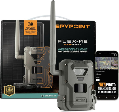 Flex-M2 Solar Bundle - Cellular Trail Camera - Latest Generation, Best Hunting Accessories, No WiFi Needed, GPS