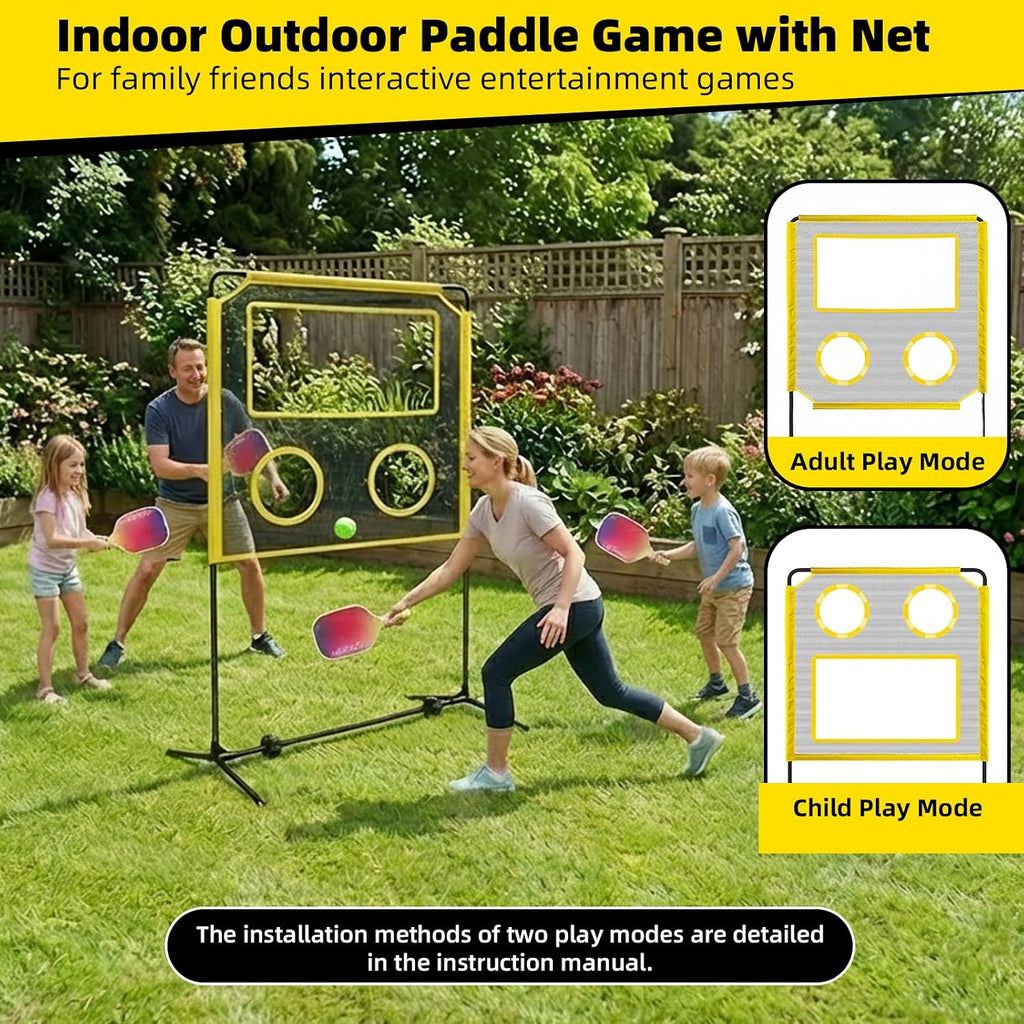 Indoor Paddle Game with Net, Portable Pickleball Set with Net for Family or Solo Fun, All in One Outdoor Sports