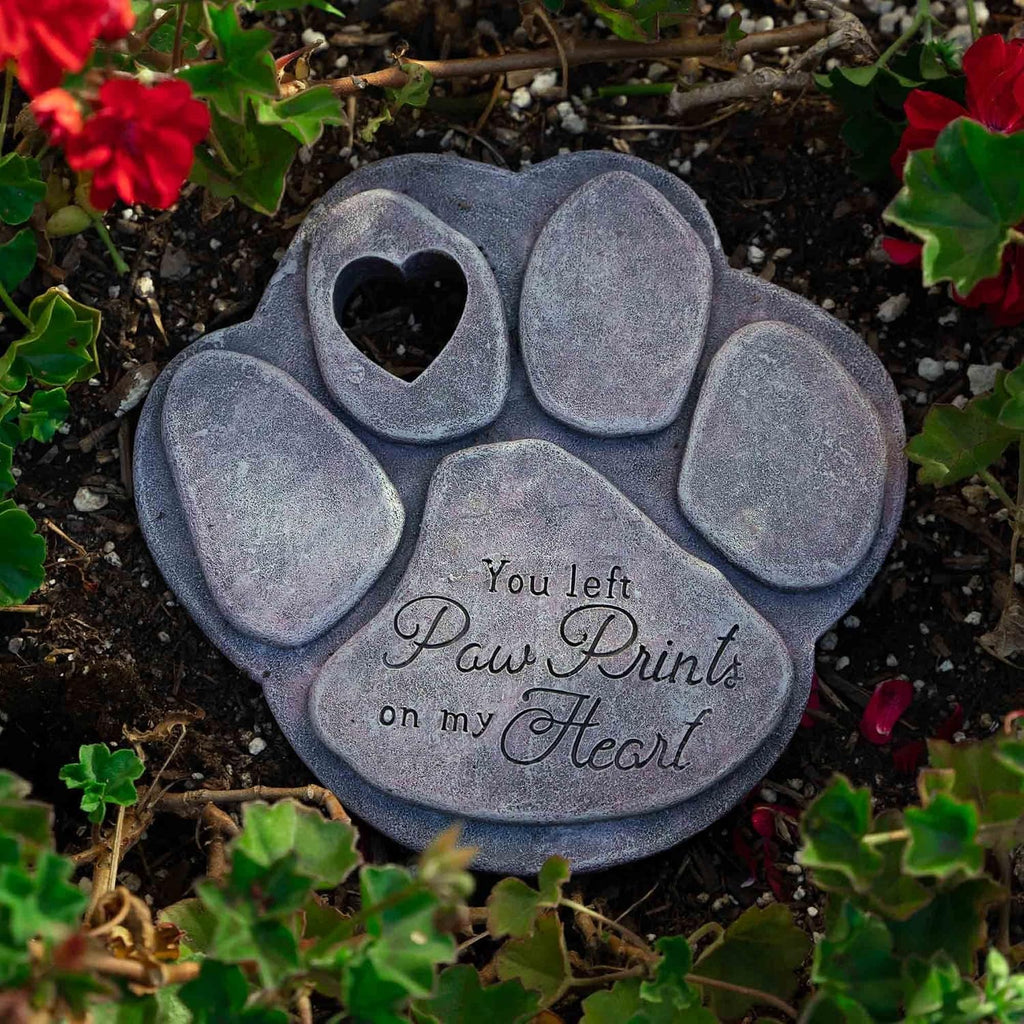 Pet Memorial Garden Stone 'You Left Paw Prints On My Heart'