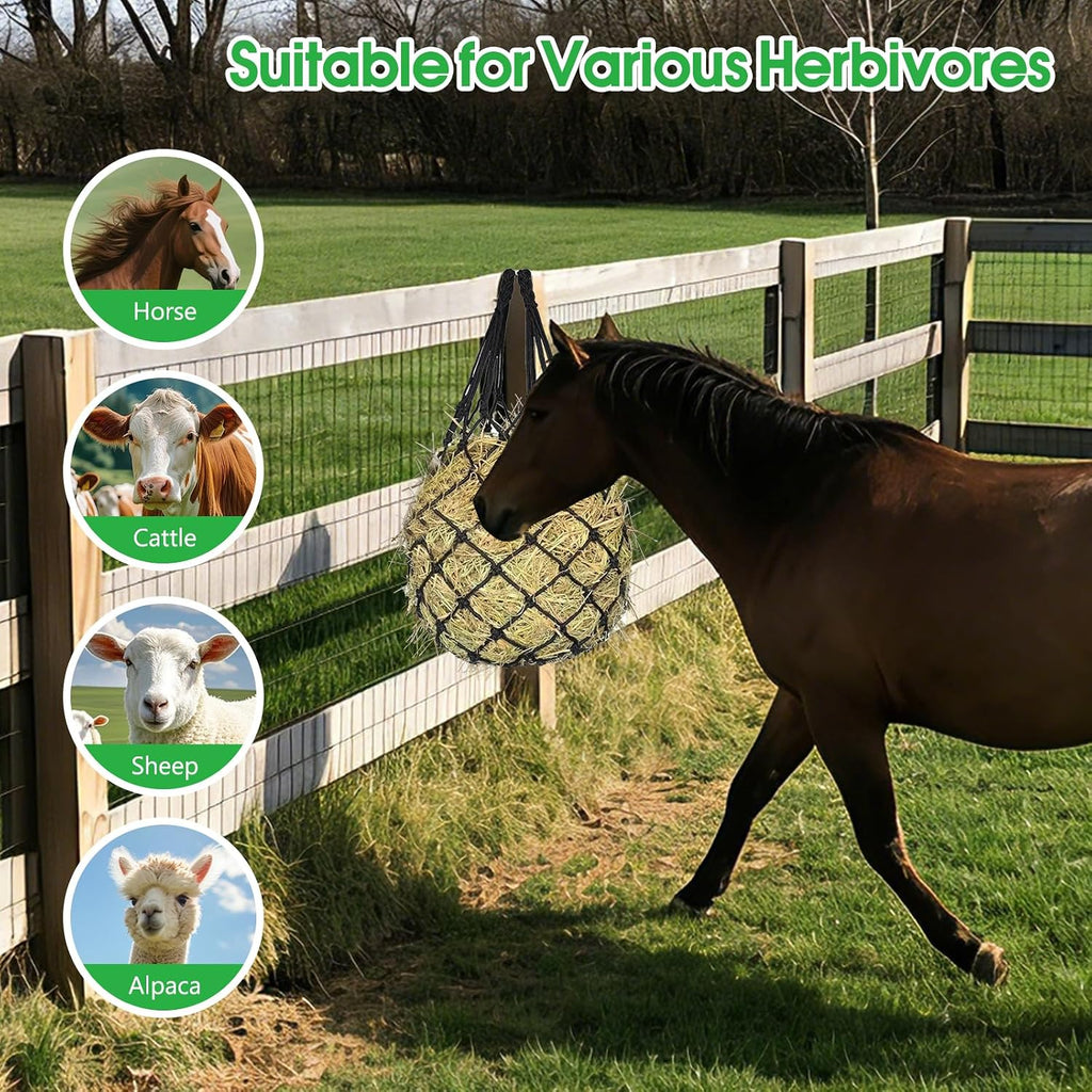 Slow Feed Hay Nets 3 Pack 40-Inch Durable Mesh Hay Bags Feeder for Horses