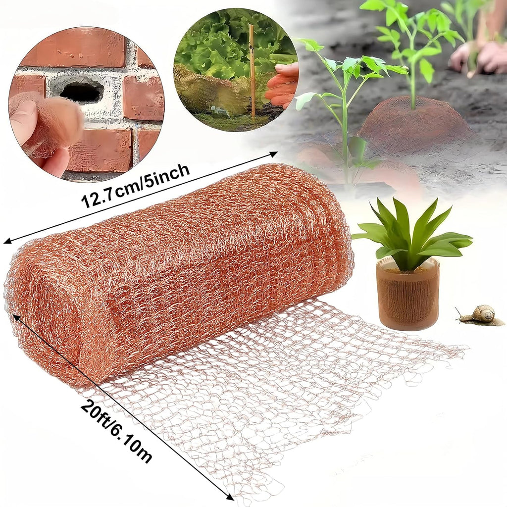 Copper Mesh Roll – 5 in x 20 ft Rodent & Pest Control Hole Filler for Gaps and Cracks – Gloves & Tools Included