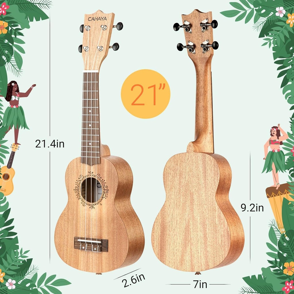Ukulele Kit Beginner 21" Mahogany Soprano for Adults Kids Gift | Ukulele Starter Set with Gig Bag Rainbow Strap