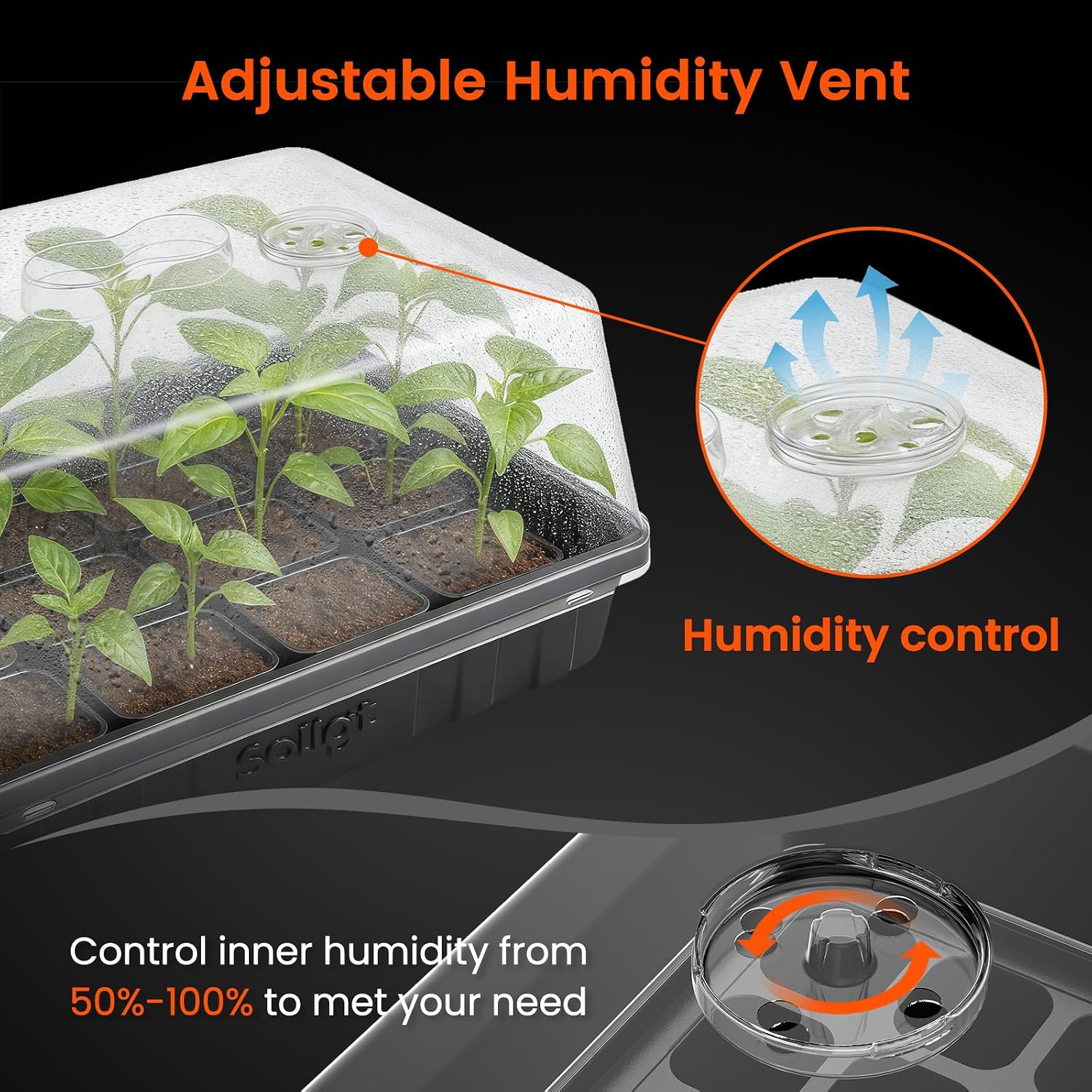 Thick Plastic 3-Set Strong Seed Starter Trays with 5" Humidity Domes