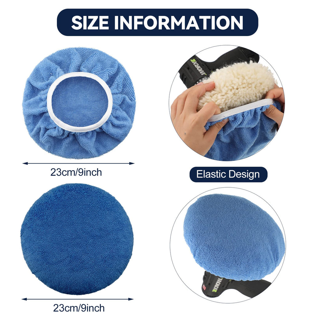 40 Pcs 9 to 10 Inches Buffer Pads, Car Polisher Bonnets, Mixed