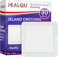 Island Dressing - 6"x6", 30 Count - Bordered Gauze Sterile Individually Wrapped Gauze Pads, Water-Resistant