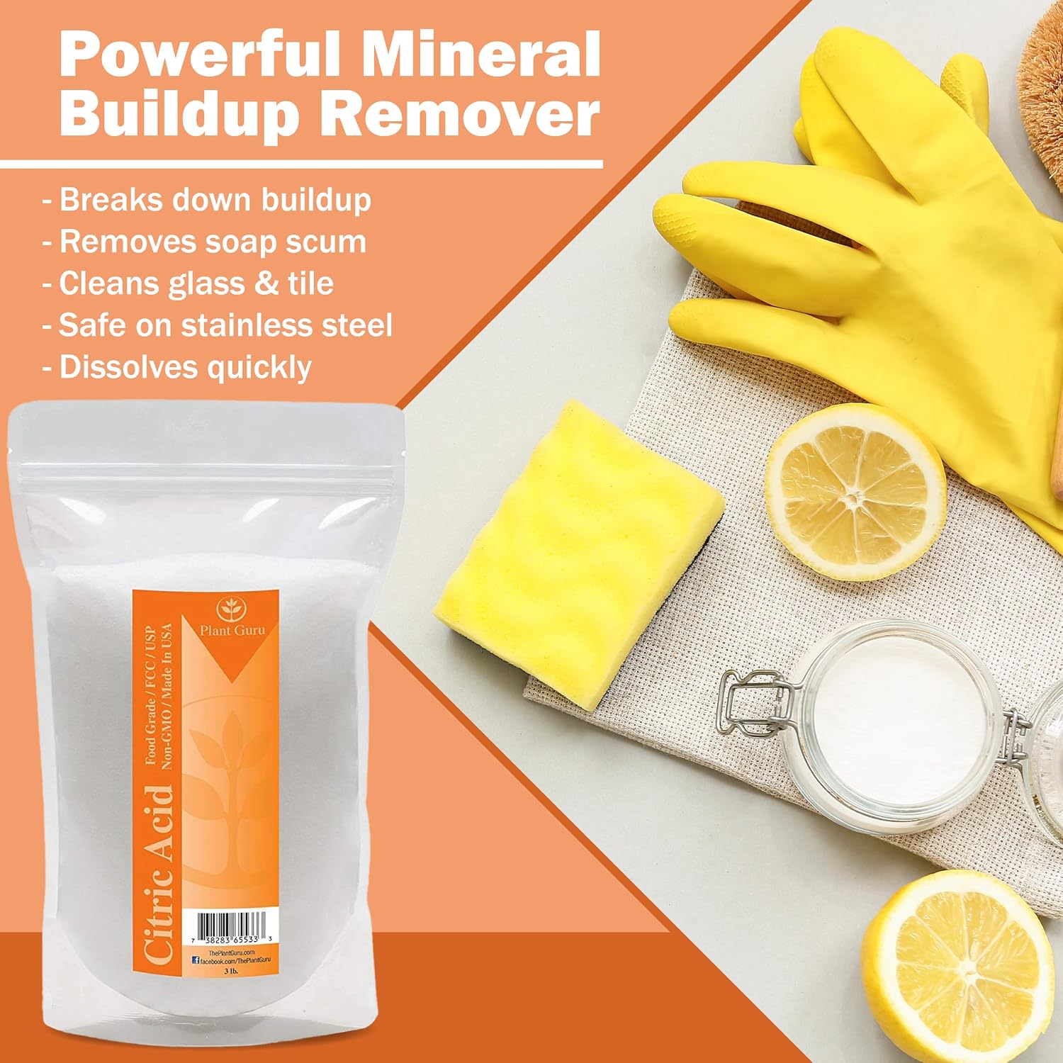 Citric Acid Powder 8 oz. 100% Pure Food Grade, Kosher, Non-GMO, for Cooking, Baking, Cleaning, Bath Bomb and Soap