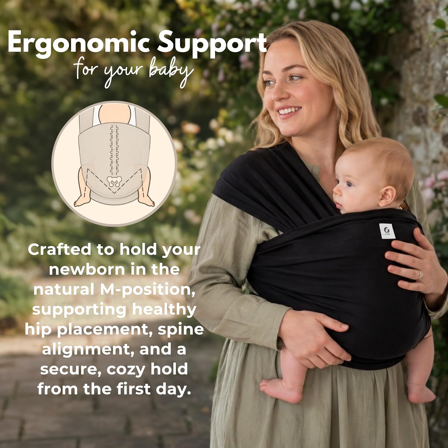 Black Baby Wrap Carrier - Lightweight, Breathable Baby Sling, Hands Free Baby Carrier Sling, Baby Carriers from