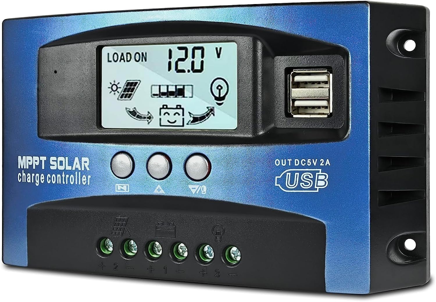 100A MPPT Solar Charge Controller with Auto Parameter LCD Display | 12V/ 24V Solar Panel Regulator with Dual USB Port