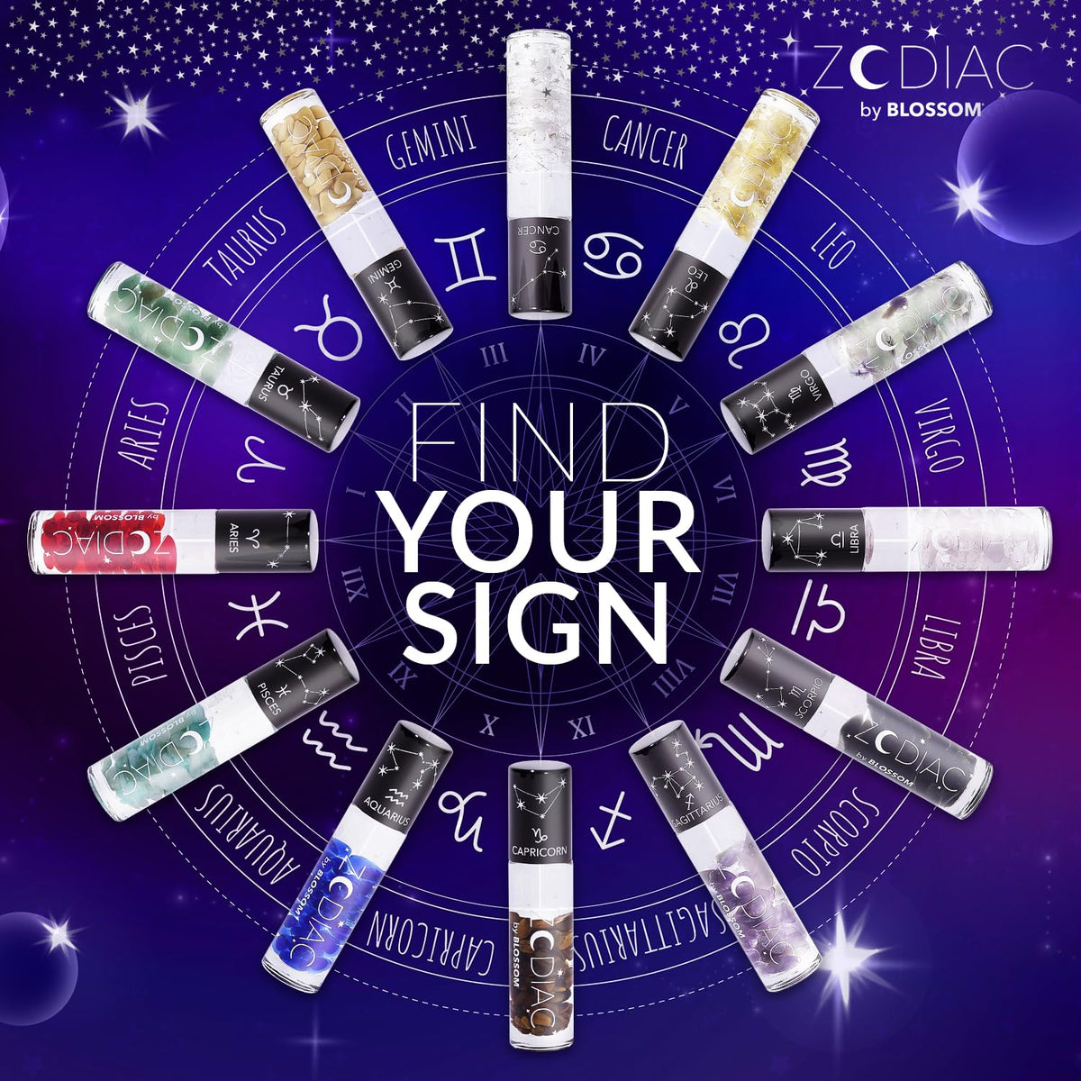 Lip Gloss Zodiac Sign Vanilla Scented Roll-On Lip Gloss, 0.20oz
