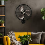 Pro High Velocity Oscillating Wall Fan, 3 Speeds, Black, 16in