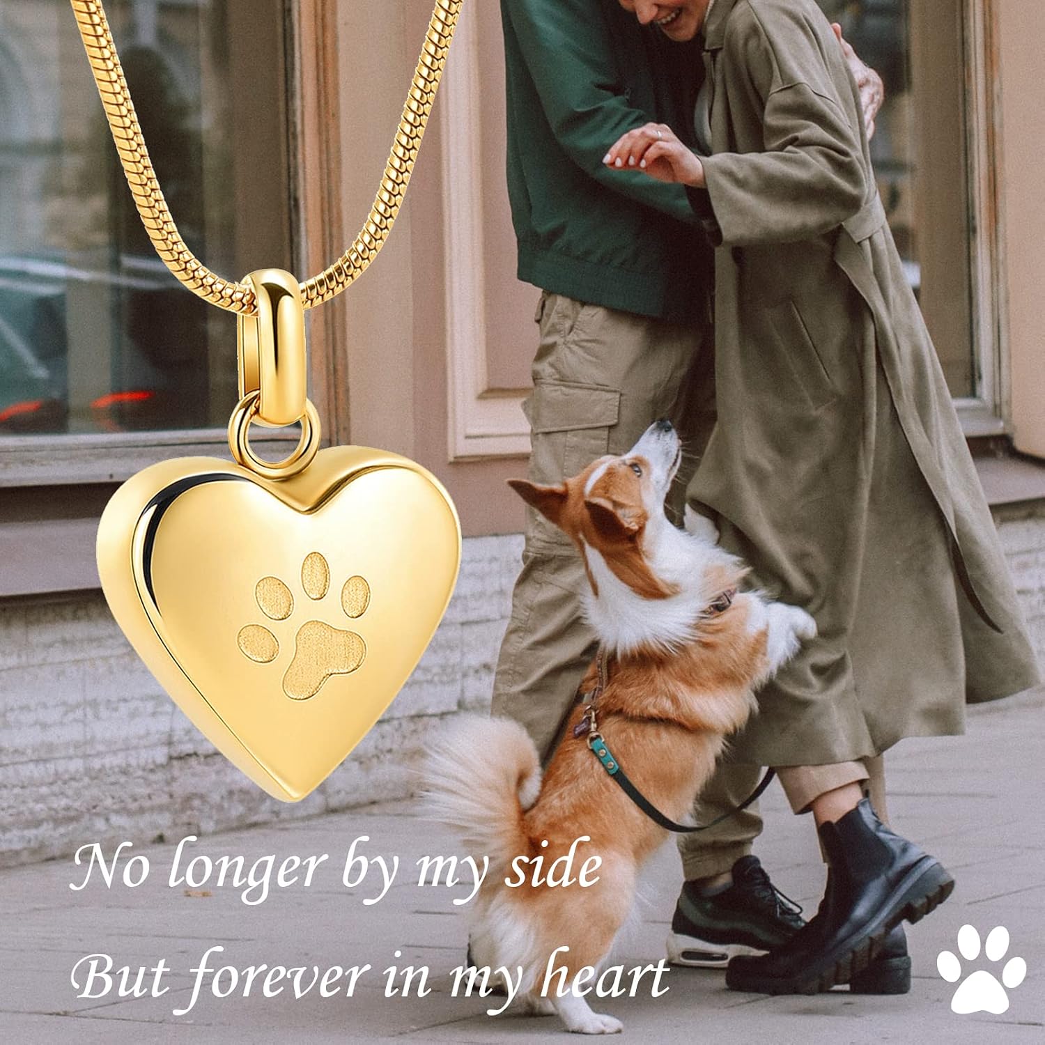 Pet Cremation Jewelry for Ashes Pendant Paw Print Pet Heart Urn Necklace Memorial Keepsake Jewelry for