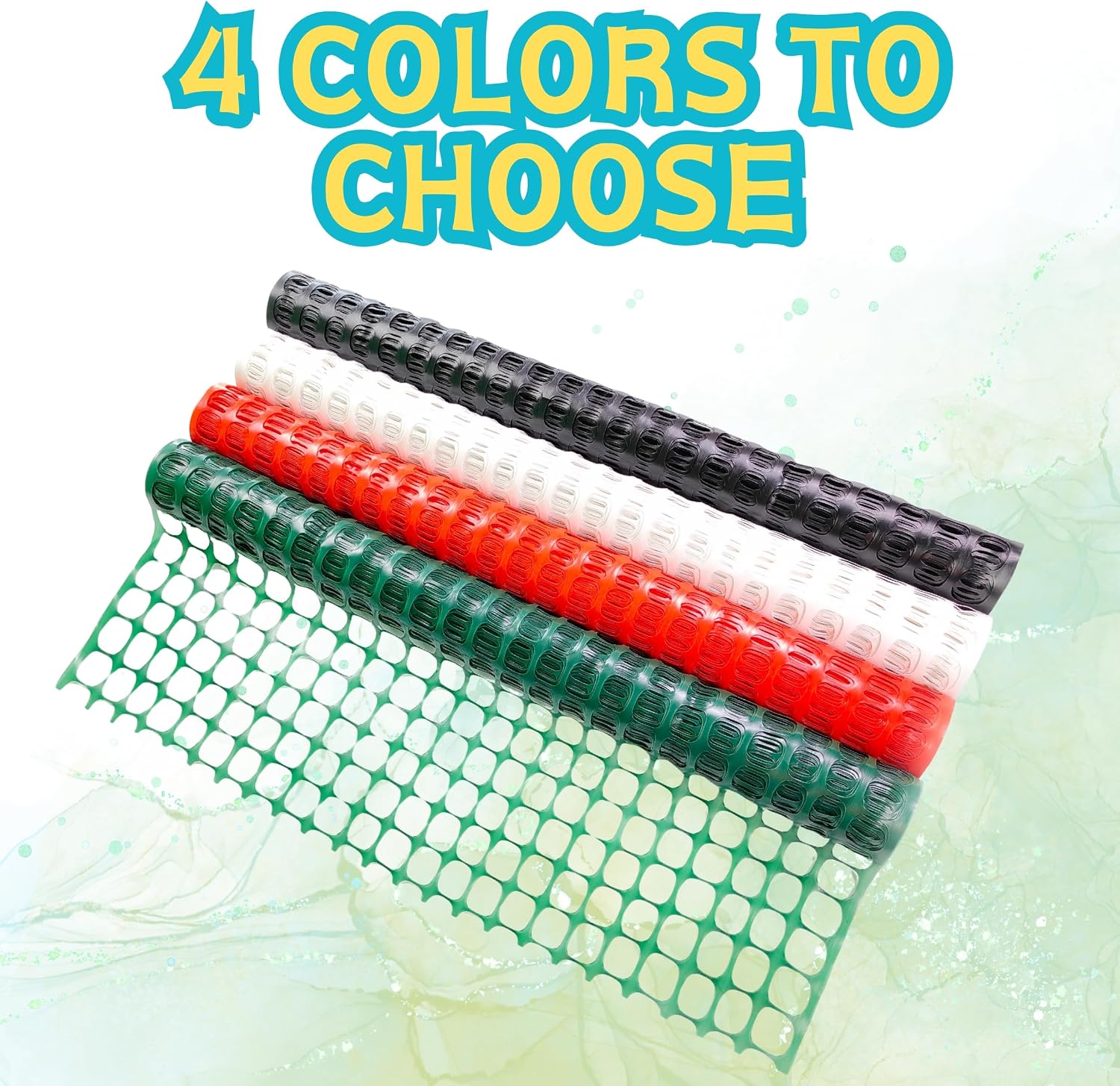 4'x100' Plastic Mesh Fence for Garden with 100 Zip Ties, Green