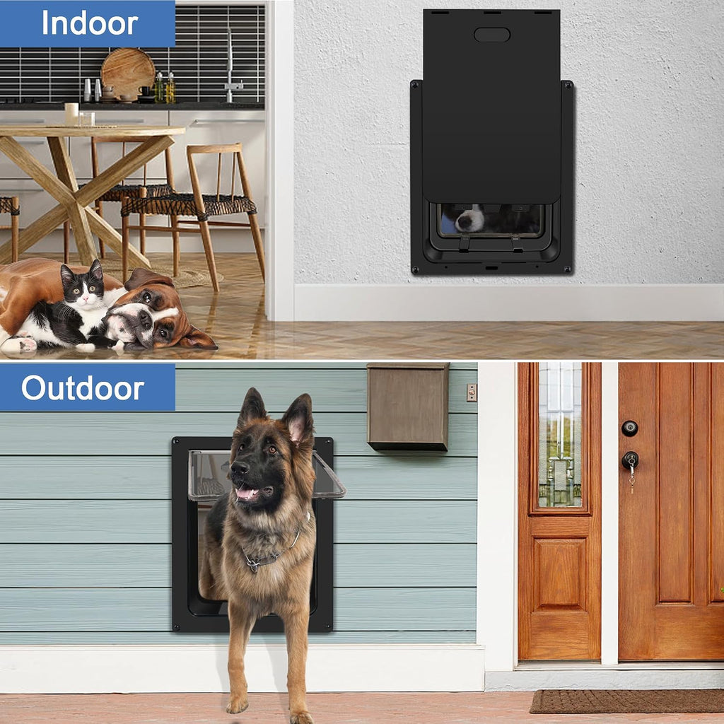 Large Dog Door for Wall, Weatherproof Pet Door for Cats and Dogs Up to 100 lb, Durable, Telescoping Tunnel, Snap-in