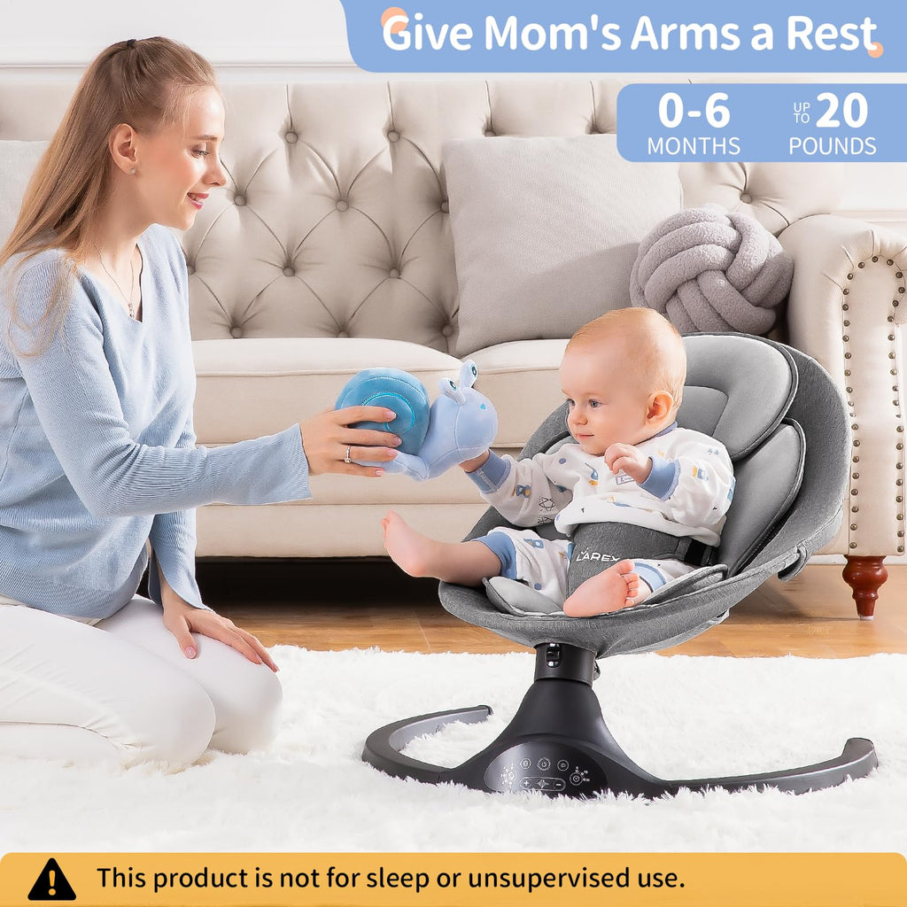 Baby Swing Infant Swing Electric Toddler Baby Rocker Portable for Newborn Boy Girl, 5 Sway Speeds with Remote