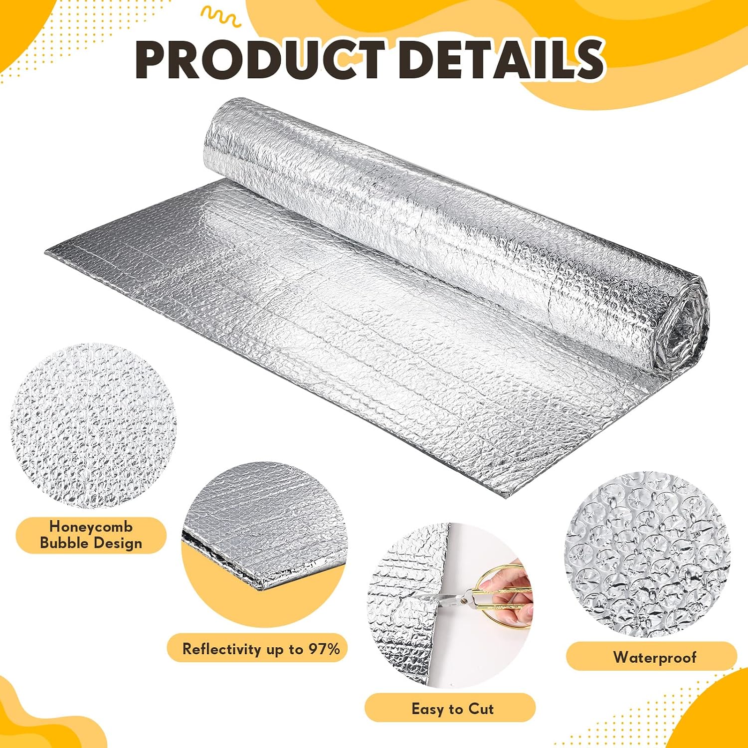 24 Pcs Garage Door Insulation Panels Kits Double Bubble Reflective Aluminum Foil Radiant Barrier Thermal Insulation