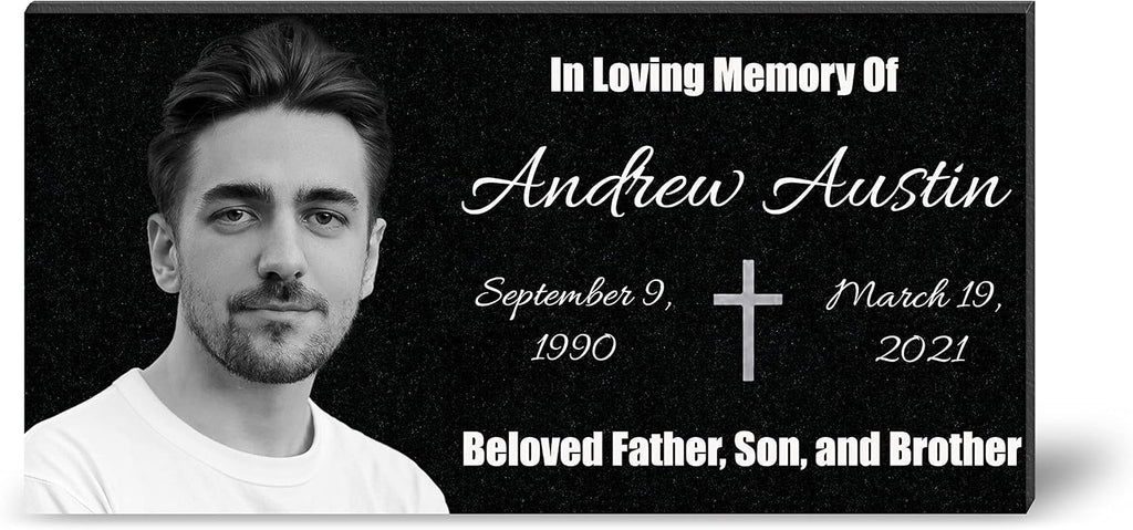 12x6 Memorial Plaques, Headstones for Graves, Grave Markers for Cemetery for Humans, Outdoor Personalized