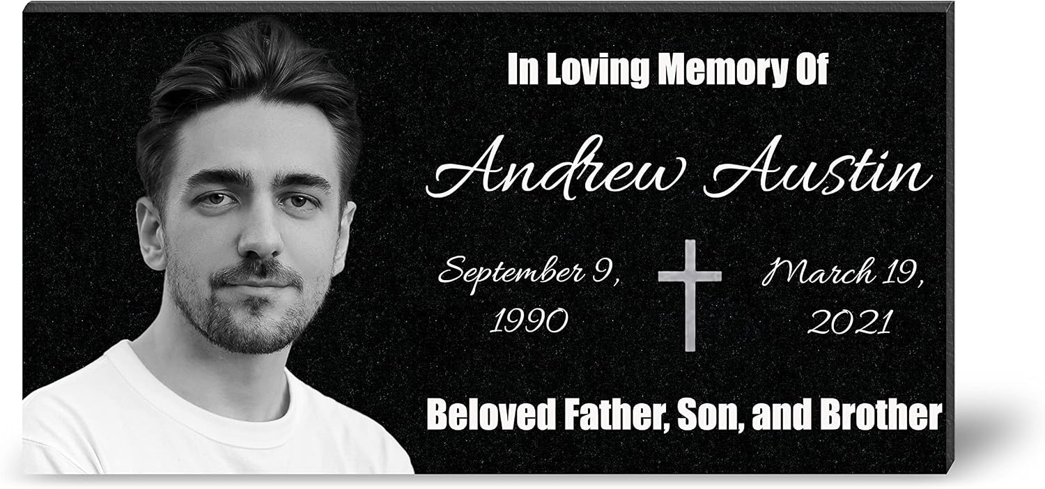 12x6 Memorial Plaques, Headstones for Graves, Grave Markers for Cemetery for Humans, Outdoor Personalized