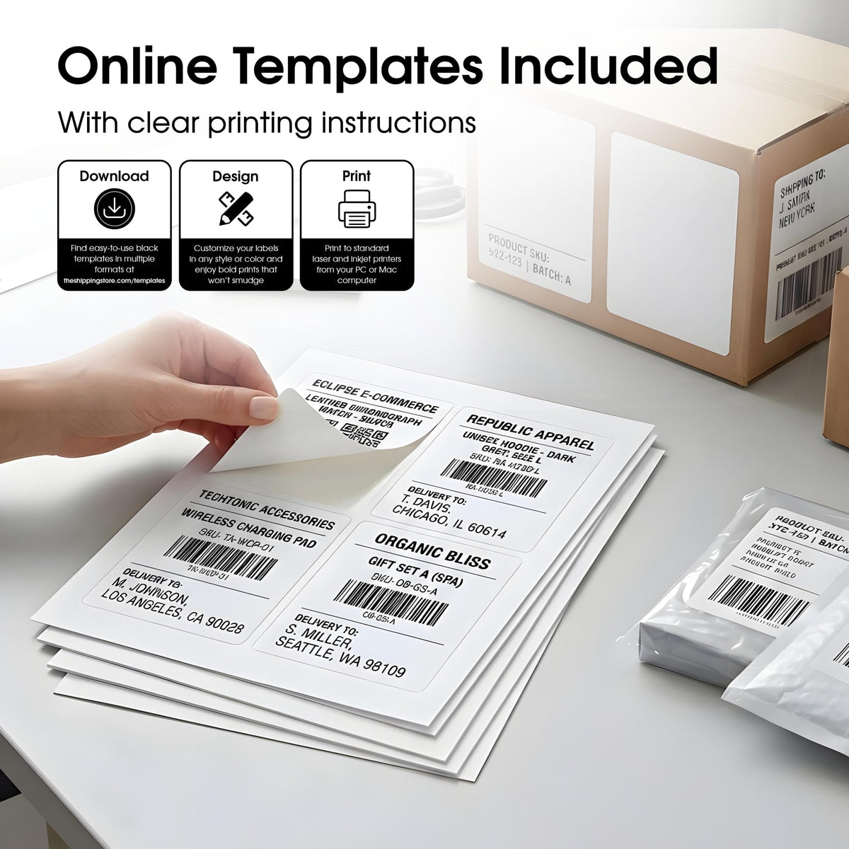 4" X 5" Matte White Printable Shipping Labels (250 Sheets, 1000 Stickers)