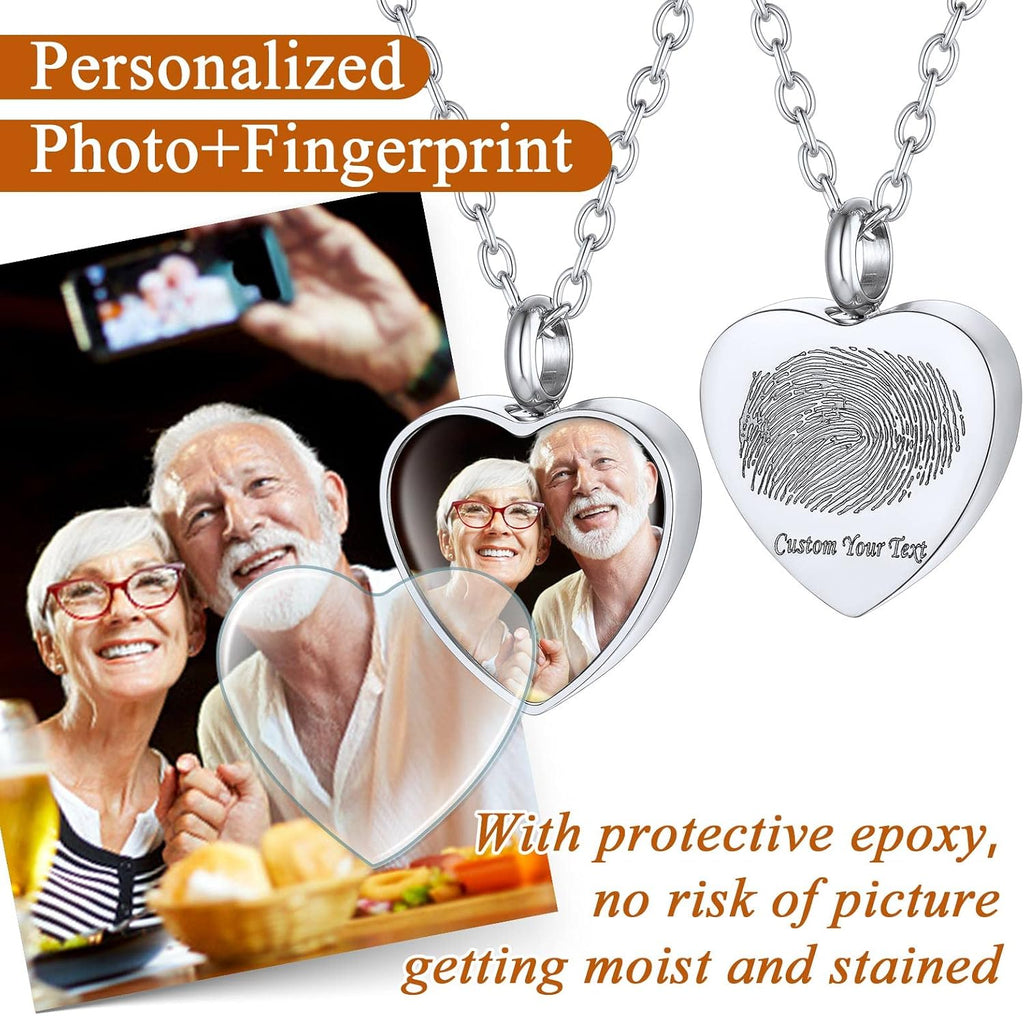Customized Heart Shaped Urn Necklaces for Ashes with Custom Picture/Birthstone Stainless Steel/18K Gold Plated