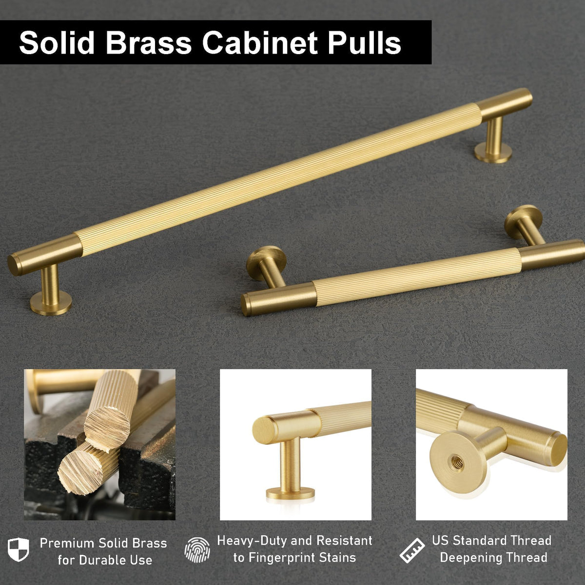 Solid Brass Appliance Pull 18 Inch, Glod Long Cabinet Handles
