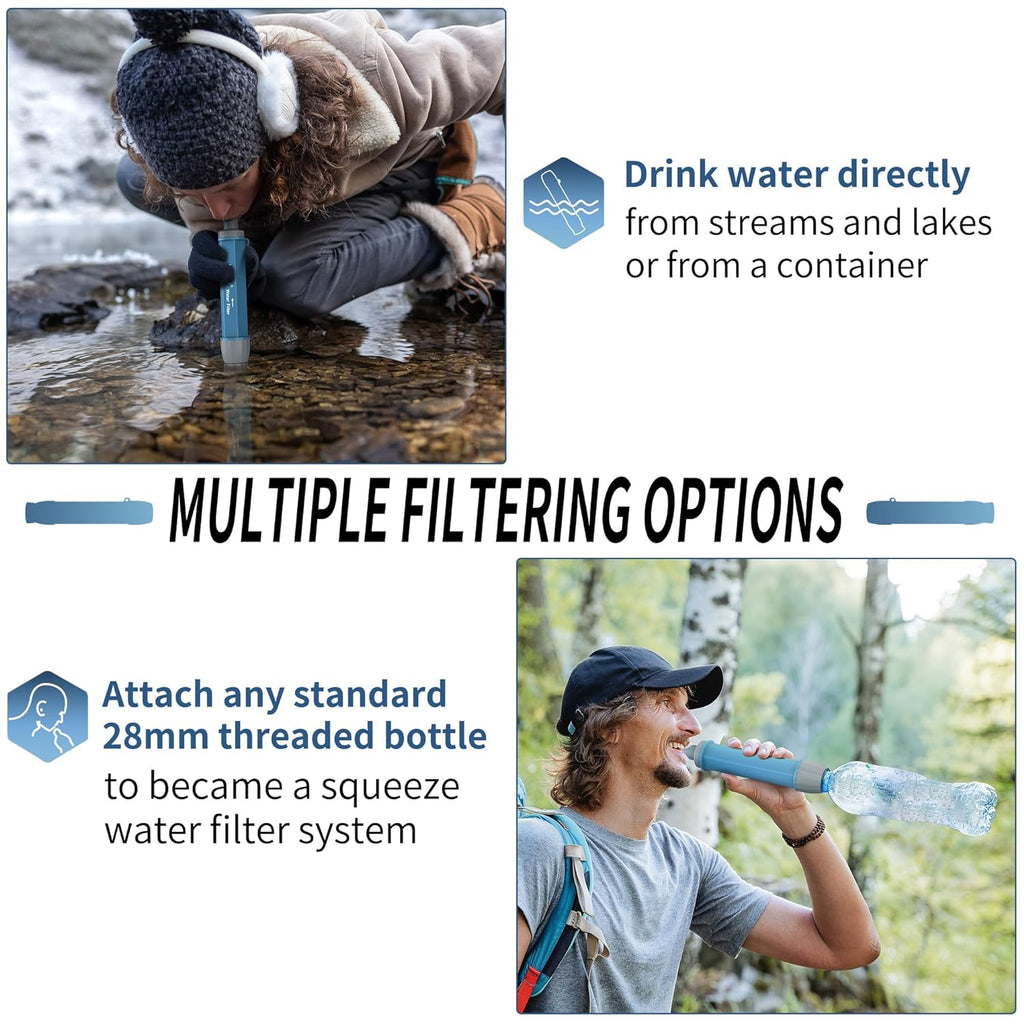 Emergency Water Filter Straw for Survival, Camping & Hiking, 4 Pack | Personal Water Filter, Portable Water Purifier