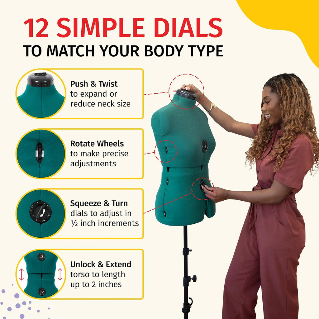 Sew You Adjustable Dress Form, Small/Medium Sizes, US 4-12 | Female Clothing Mannequin for Sewing, Fitting, and Draping